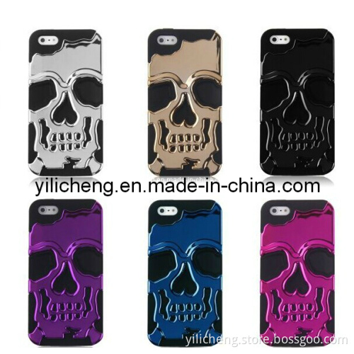 New Luxury 2 In1 Hybrid Silicone&Chrome Plated Skull Designer Back Case Protective Phone Cover Skin for Apple iPhone 5 5g 5s/ Samsung